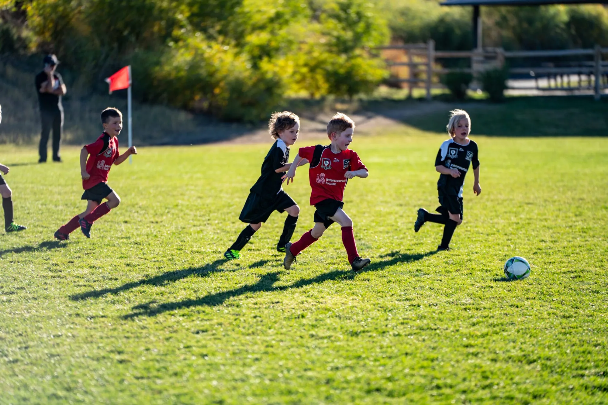 Kids playing soccer at Trailside Park