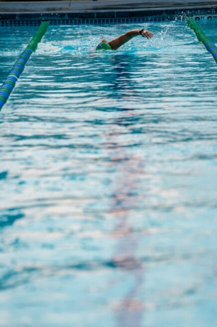 Swimmer doing laps in the basin recreation fieldhouse pool